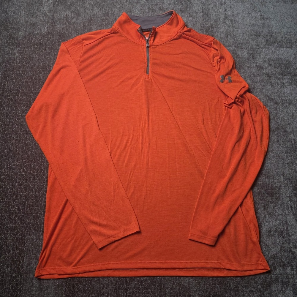 Under Armour 1/4 Zip Mens XL Loose Fit Heatgear Threadborne Orange Base Layer